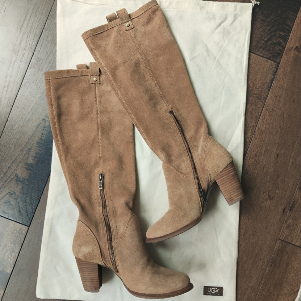 UGG Knee-high Heeled Suede Boots - Size 6.5